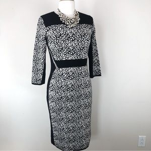 Melonie Size M Black Knit Dress Animal Print NWT